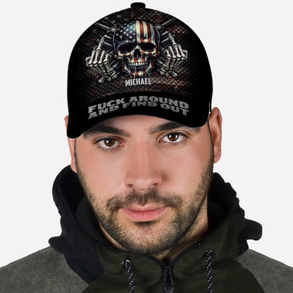 American Flag Skeleton - Personalized Skull Classic Cap