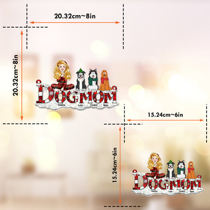 Dog Mom Christmas - Personalized Dog Window Hanging Suncatcher Ornament