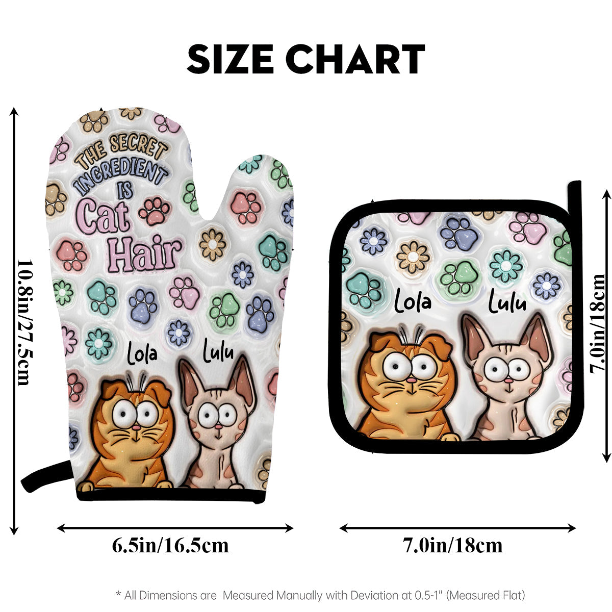 The Scret Ingredient Is Cat Hair - Personalized Cat Oven Mitts & Pot Holder Set