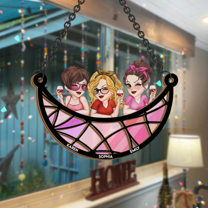Besties Forever - Personalized Bestie 2 Layered Window Hanging Suncatcher