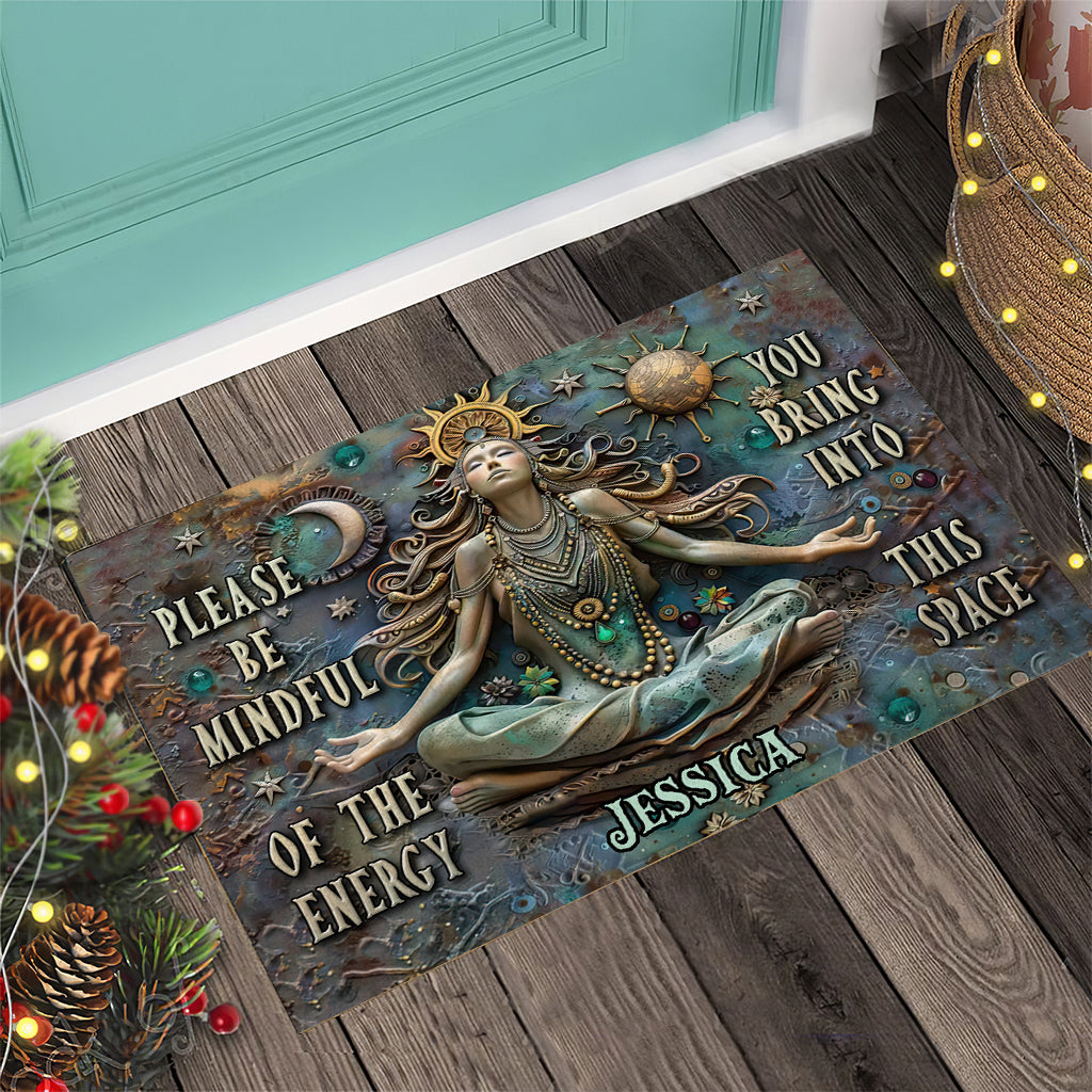 Please Mindful Of The Energy - Personalized Yoga Doormat