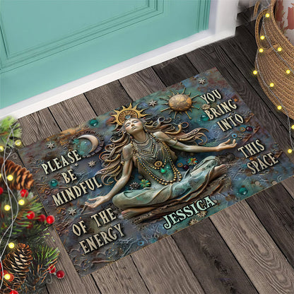Please Mindful Of The Energy - Personalized Yoga Doormat