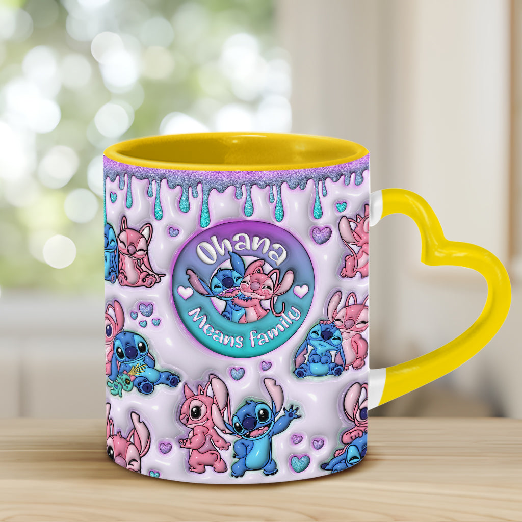 Ohana Means Family - Personalized Ohana Heart Handle Mug