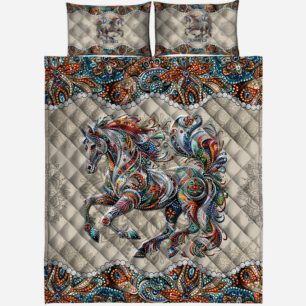 Beautiful Horse - Personalized Horse Quilt Set