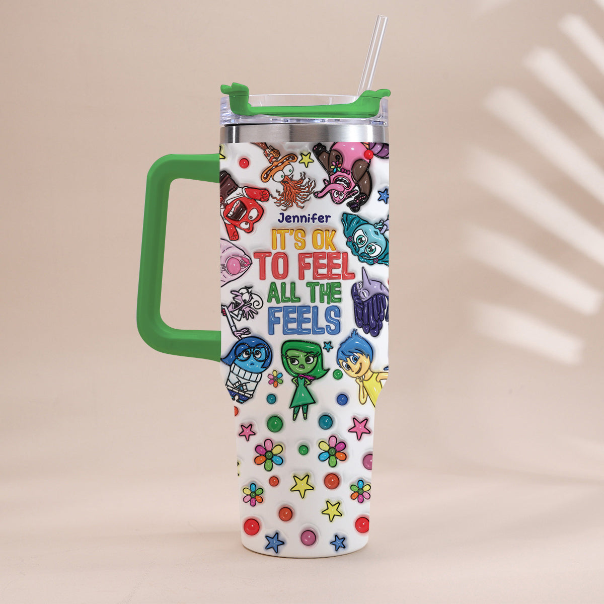 It's Ok To Feel All The Feels - Personalized Mouse Tumbler With Handle