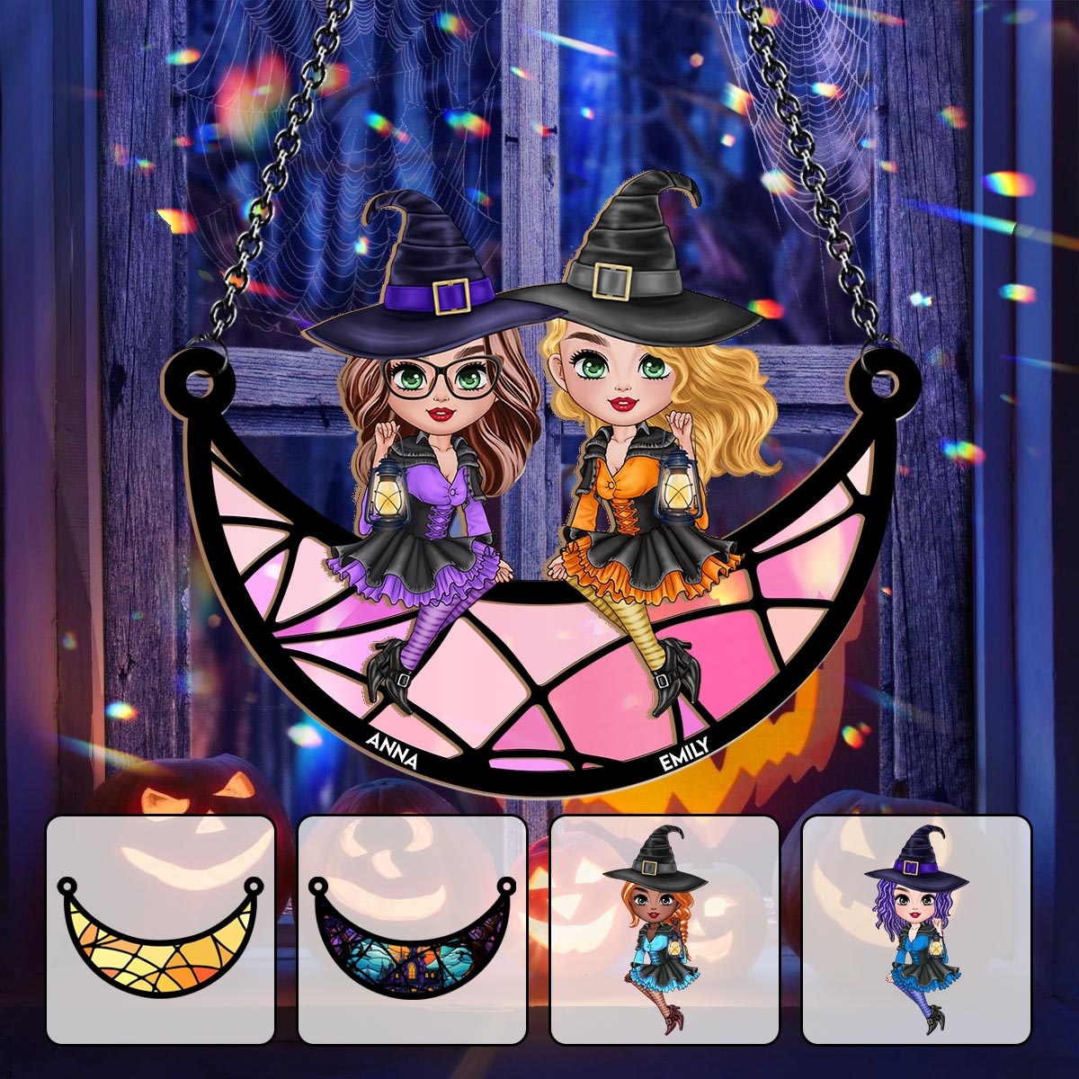 Witches - Personalized Witch 2 Layered Window Hanging Suncatcher