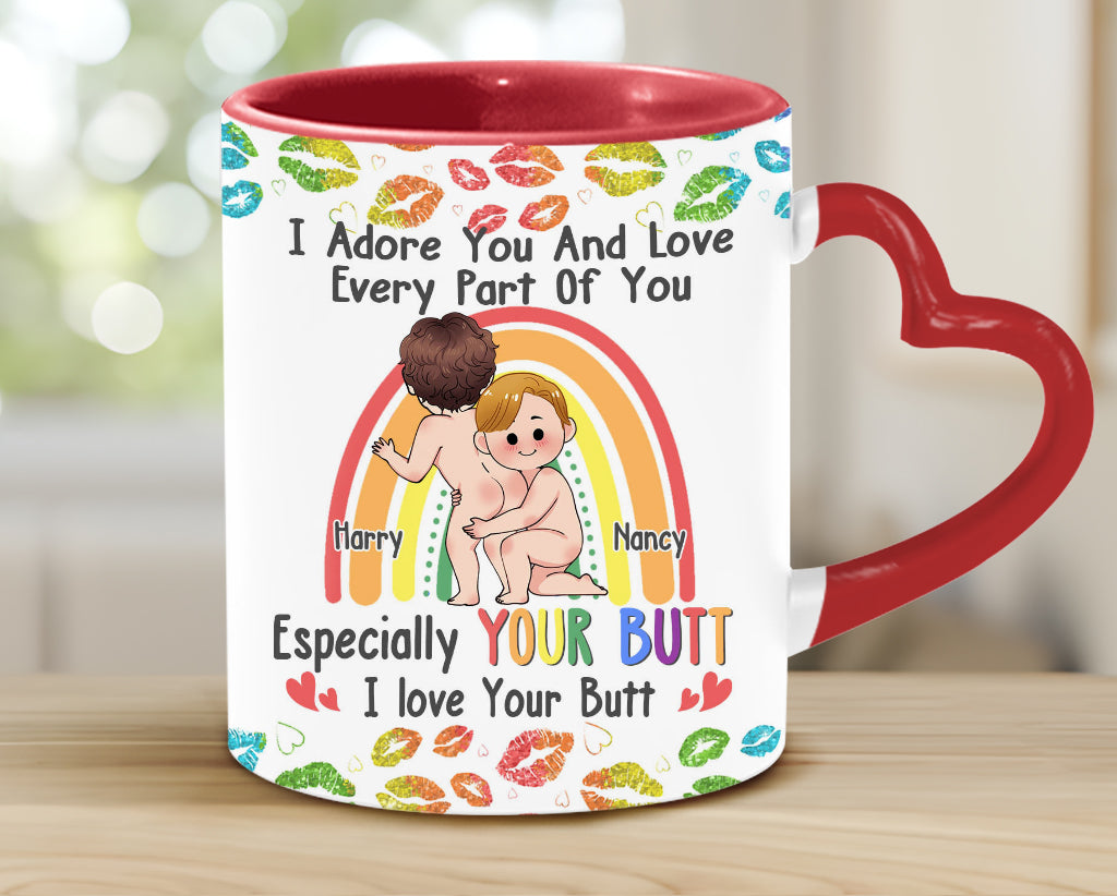 I Adore You And Love Every Part Of You - Personalized LGBT Support Heart Handle Mug