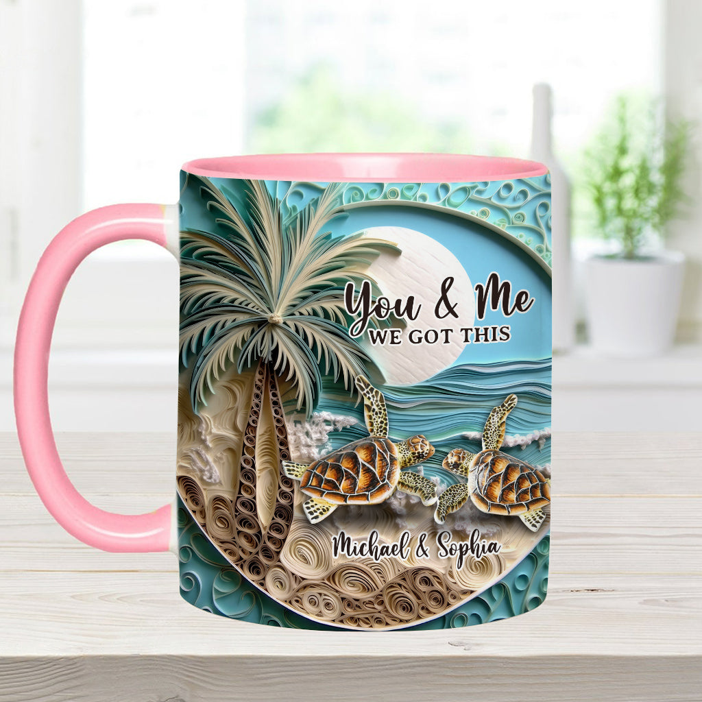 Beach Scene Turle Couple - Personalized Turtle Accent Mug