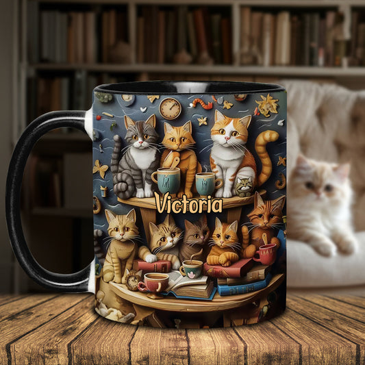 Just Love Cats Vintage Style - Personalized Cat Accent Mug