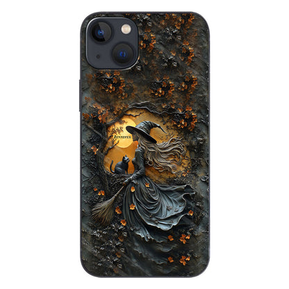 Beautiful Witch & Her Black Cat - Personalized Witch Phone Case