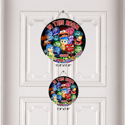 In This Room It's OK - Personalized Round Wood Sign