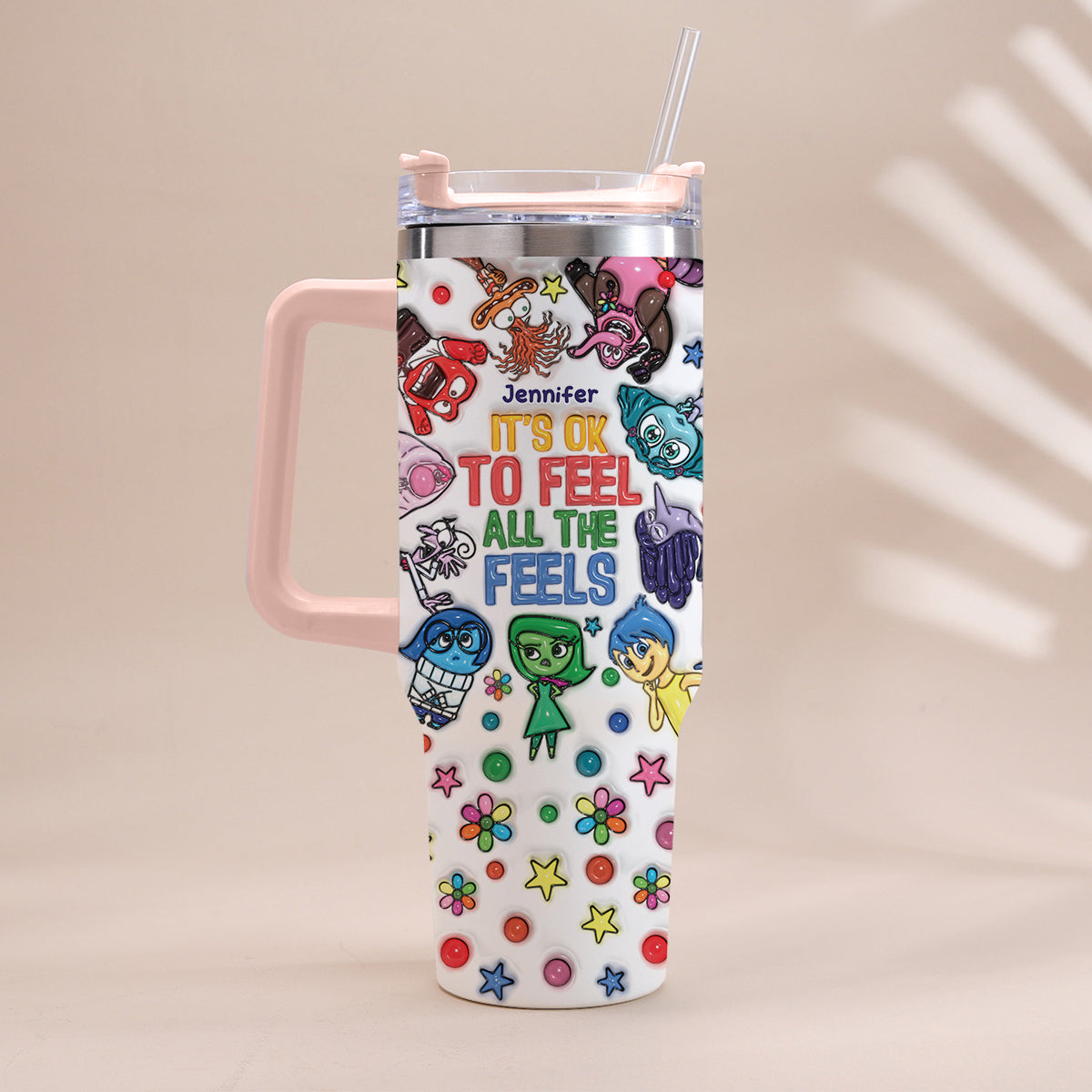It's Ok To Feel All The Feels - Personalized Mouse Tumbler With Handle
