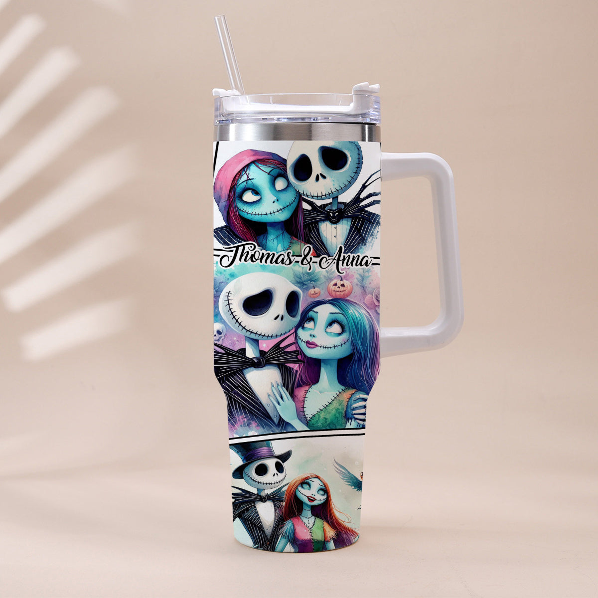 We're Simply Meant To Be - Personalized Nightmare Tumbler With Handle