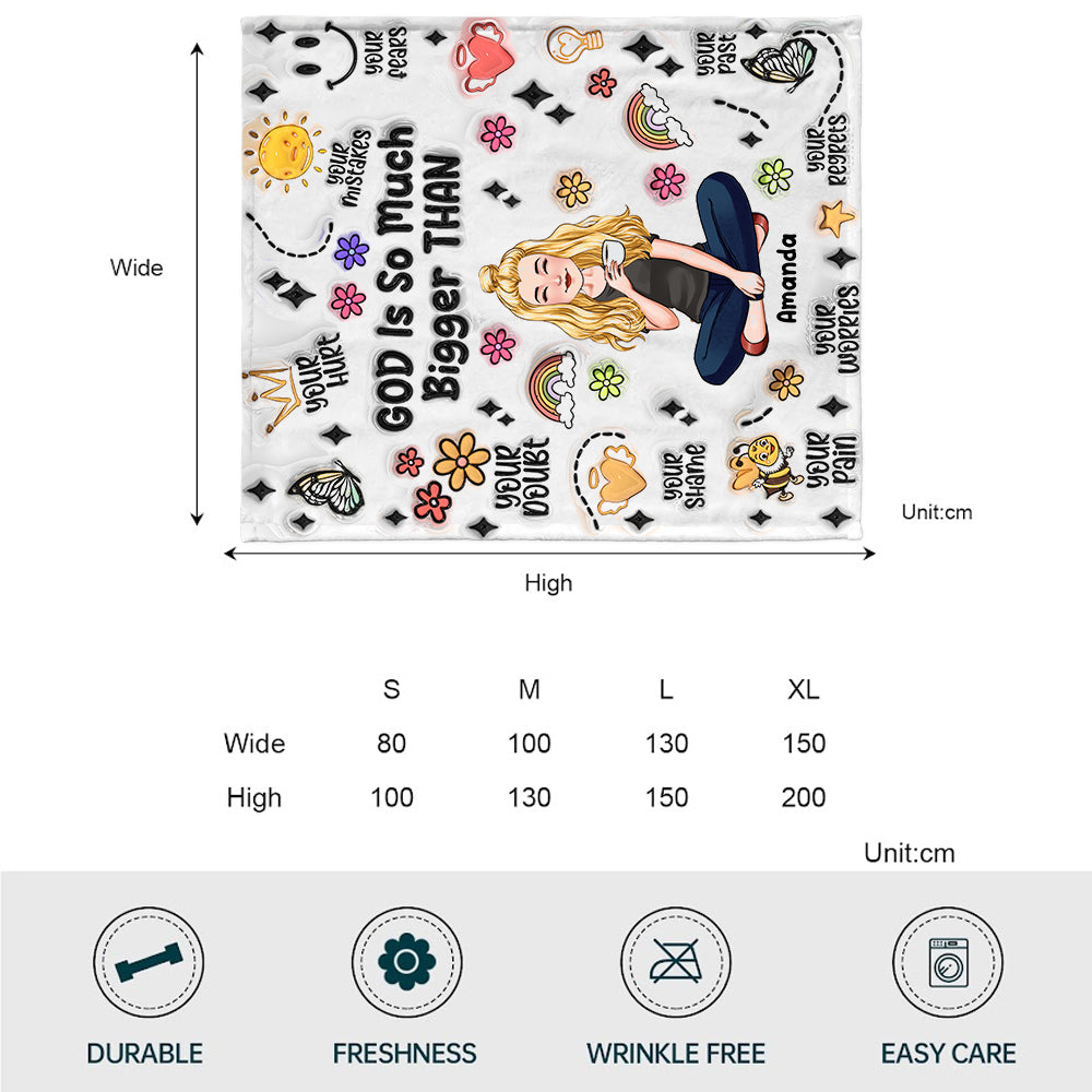 God Is So Much Bigger Than - Personalized Christian Blanket