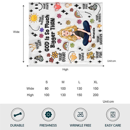 God Is So Much Bigger Than - Personalized Christian Blanket