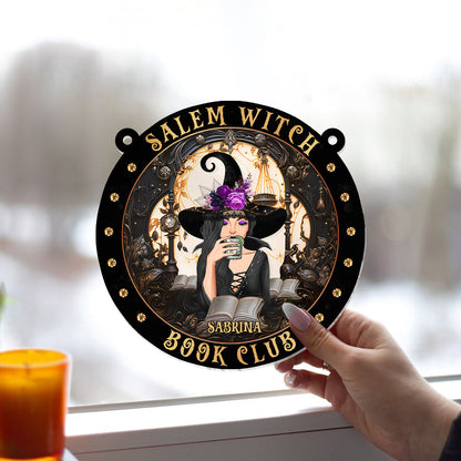 Salem Witch Book Club - Personalized Witch Window Hanging Suncatcher Ornament