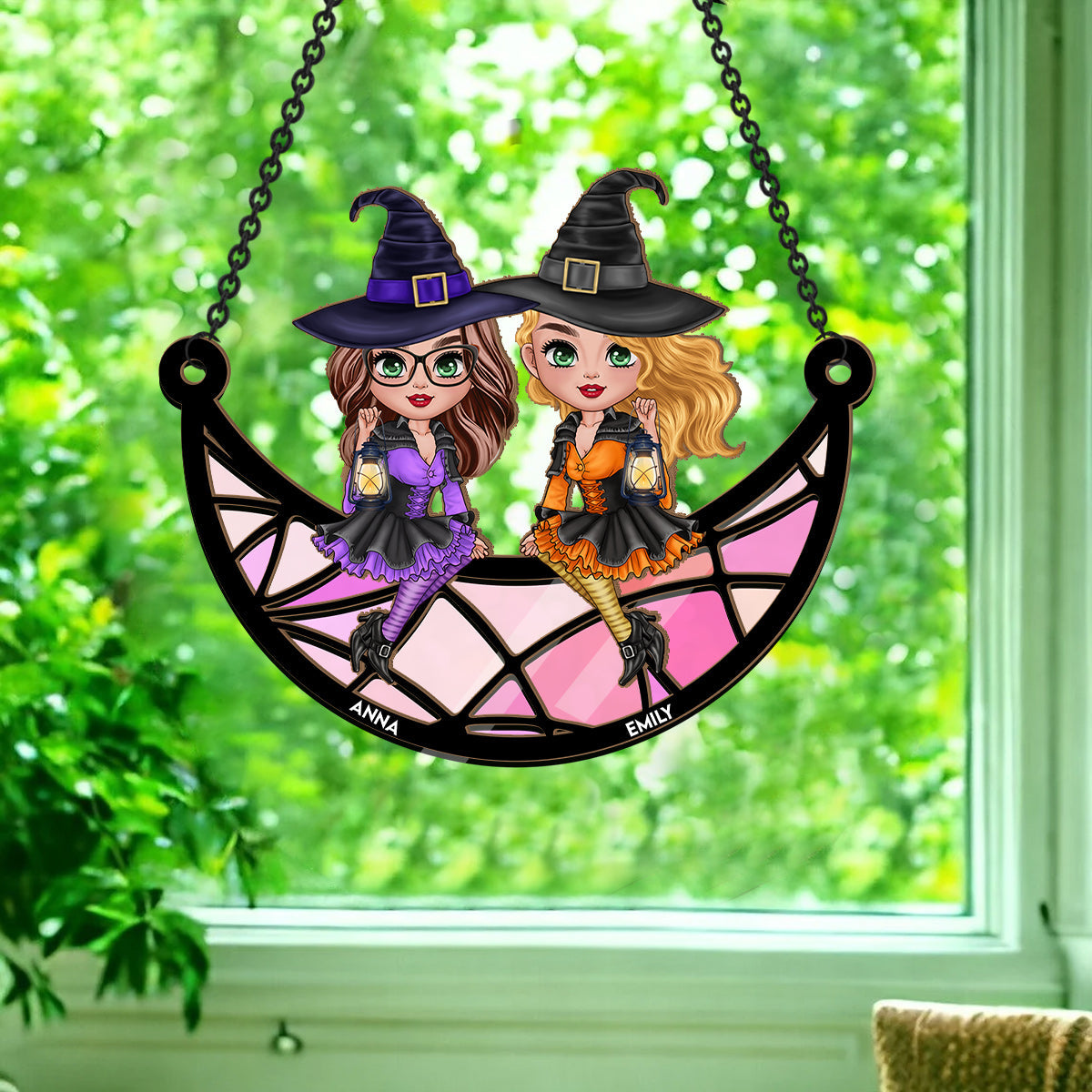 Witches - Personalized Witch 2 Layered Window Hanging Suncatcher