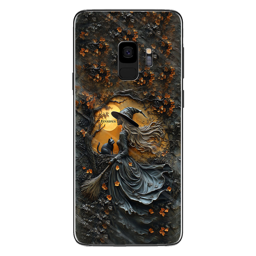 Beautiful Witch & Her Black Cat - Personalized Witch Phone Case