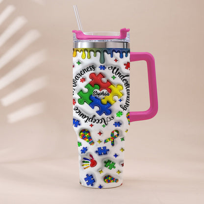 Autism Awareness - Personalized Autism Awareness Tumbler With Handle