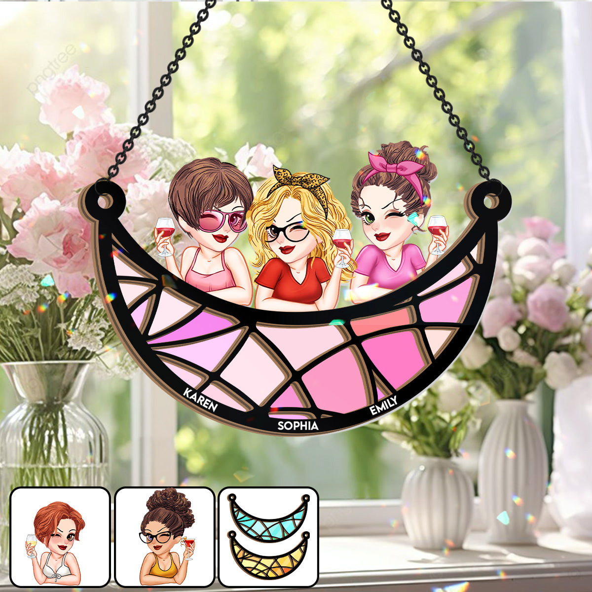 Besties Forever - Personalized Bestie 2 Layered Window Hanging Suncatcher