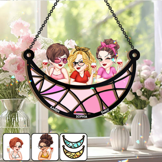 Besties Forever - Personalized Bestie 2 Layered Window Hanging Suncatcher