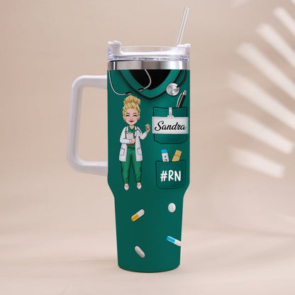 Nurse Nutrition Facts - Personalized Nurse Tumbler With Handle
