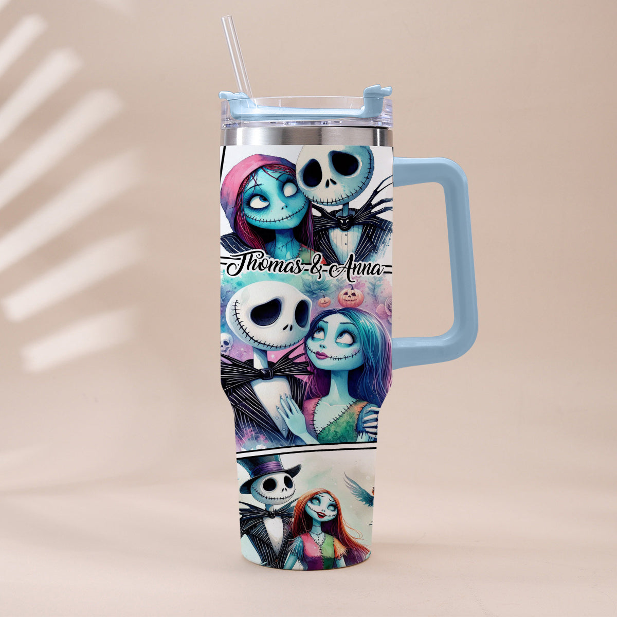 We're Simply Meant To Be - Personalized Nightmare Tumbler With Handle