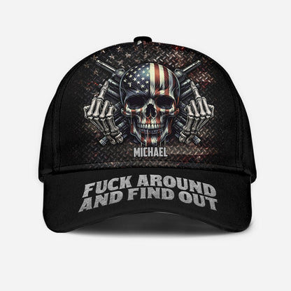 American Flag Skeleton - Personalized Skull Classic Cap