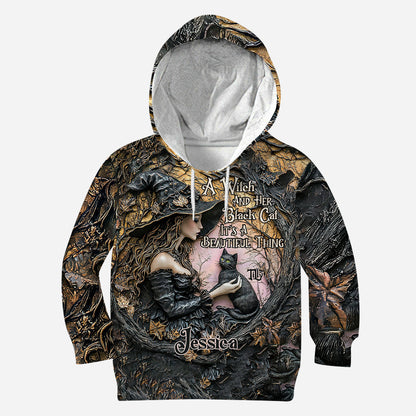 A Witch And Her Black Cat It's A Beautiful Thing - Personalized Witch All Over Shirt