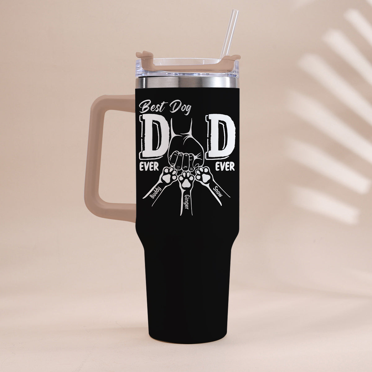 Best Dog Dad Ever - Personalized Dog Tumbler With Handle