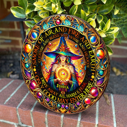 Smoke Of Air And Fire And Earth - Personalized Witch Round Wood Sign