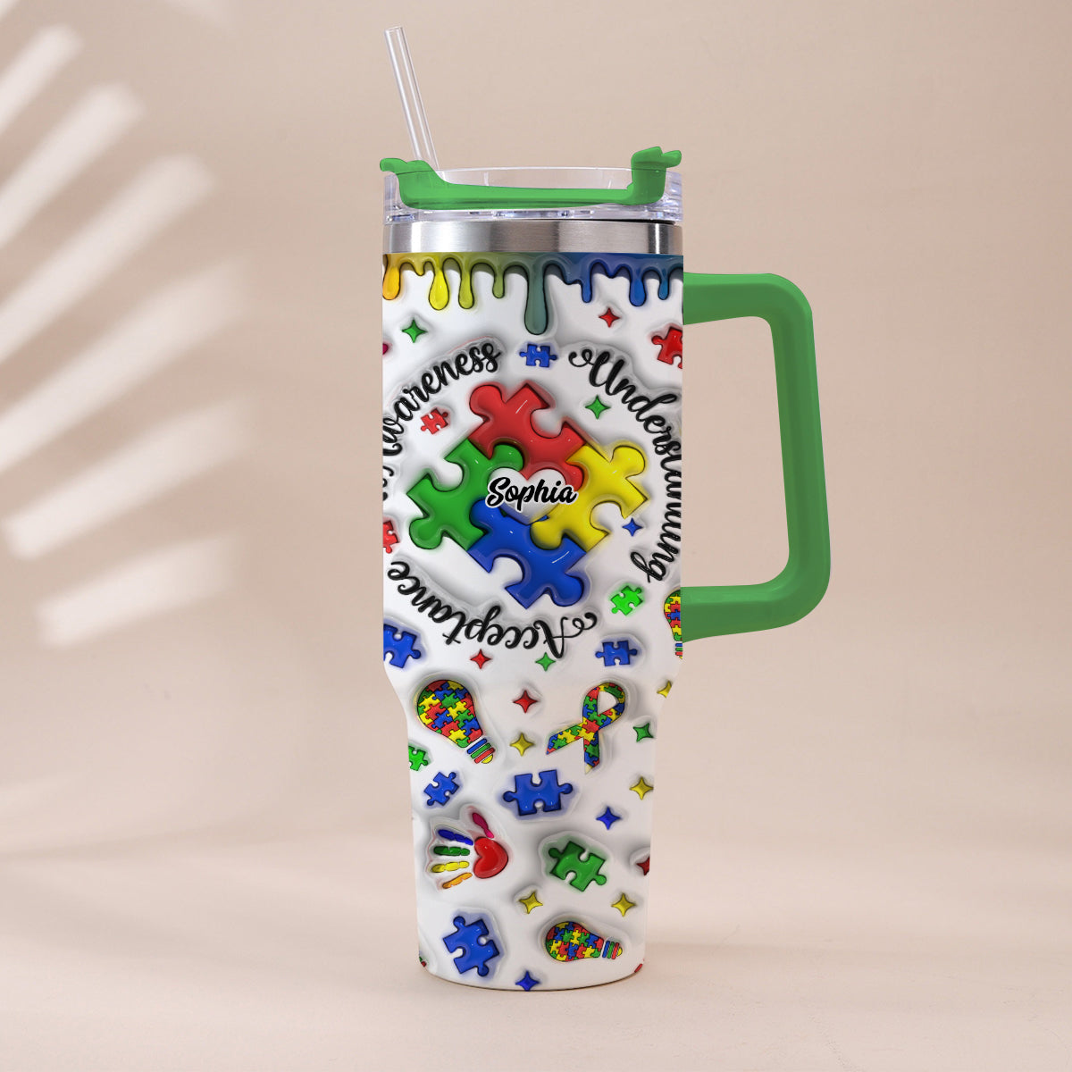 Autism Awareness - Personalized Autism Awareness Tumbler With Handle