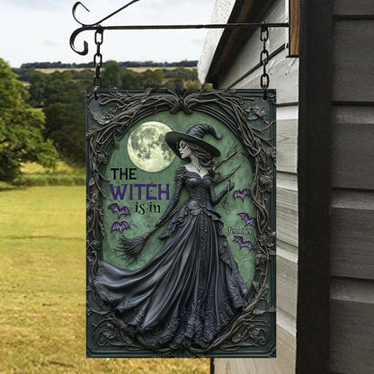 The Witch Is In - Personalized Witch Rectangle Metal Sign