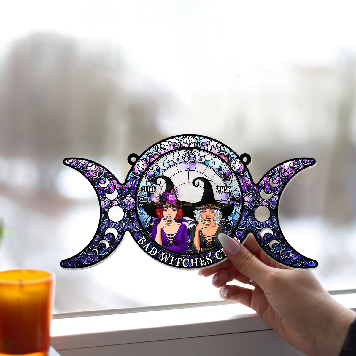 We Are Not Sugar & Spice - Personalized Witch Window Hanging Suncatcher Ornament