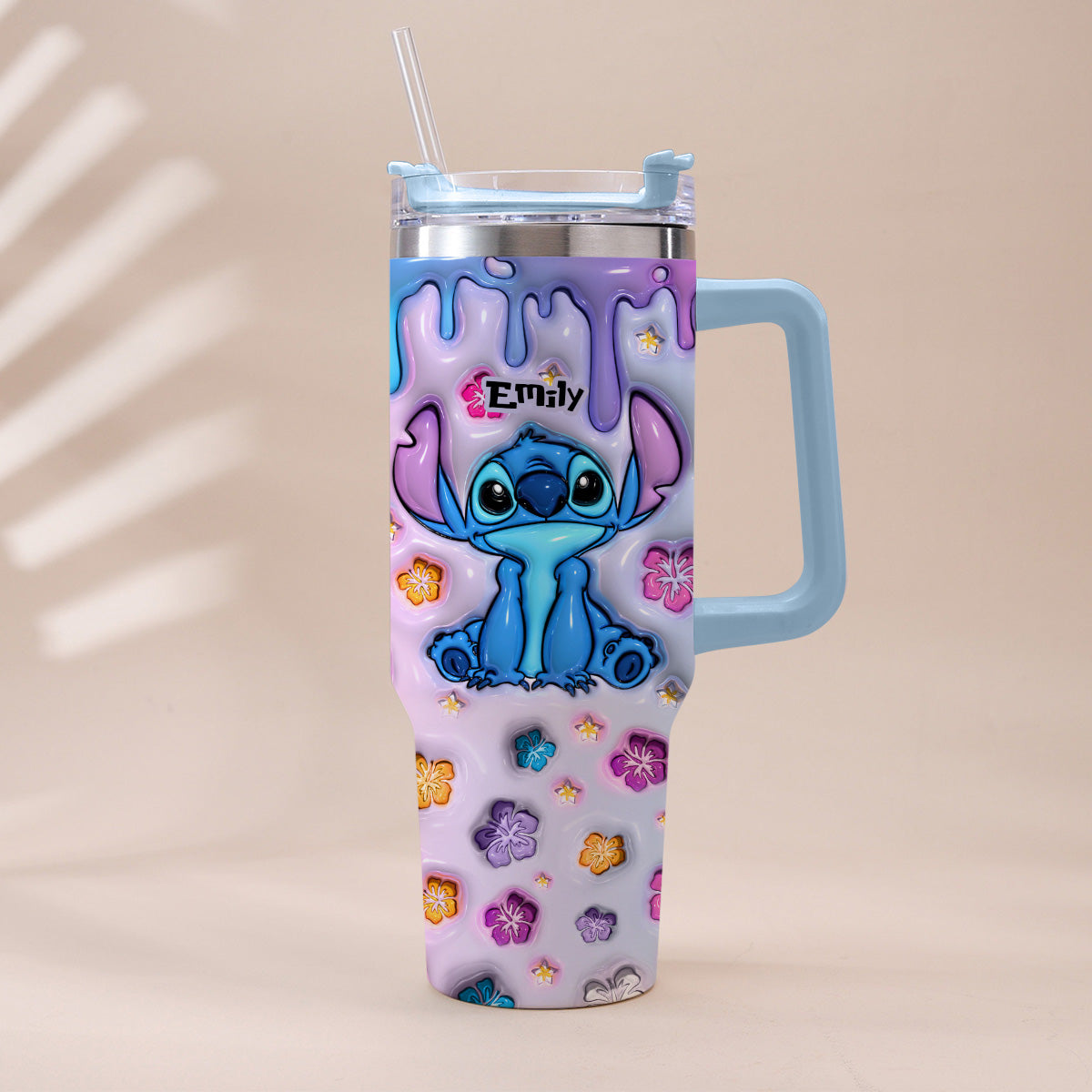 Blue Pink Ohana - Personalized Ohana Tumbler With Handle
