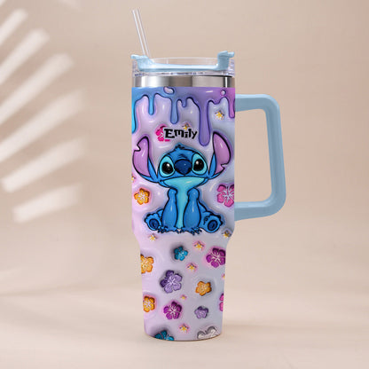 Blue Pink Ohana - Personalized Ohana Tumbler With Handle