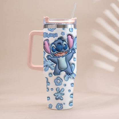 Ohana Blue - Personalized Ohana Tumbler With Handle