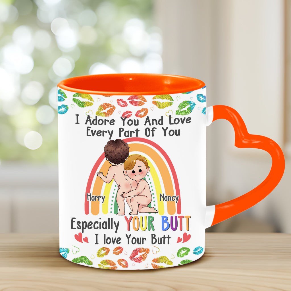 I Adore You And Love Every Part Of You - Personalized LGBT Support Heart Handle Mug