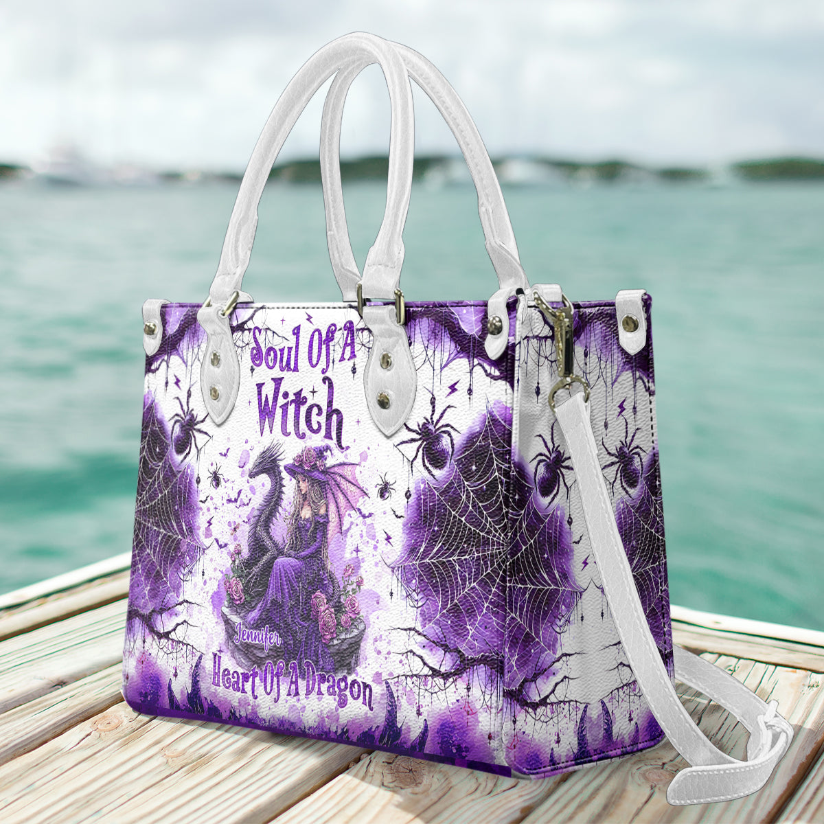 Soul Of A Witch Heart Of A Dragon - Personalized Witch Leather Handbag