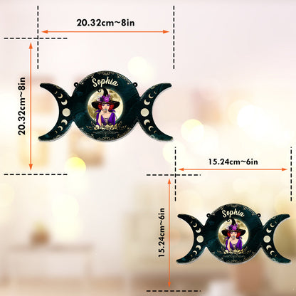 Triple Moon - Personalized Witch Window Hanging Suncatcher Ornament