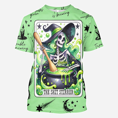 The Shit Stirrer - Personalized Witch All Over Shirt
