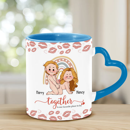I Love You - Personalized Couple Heart Handle Mug