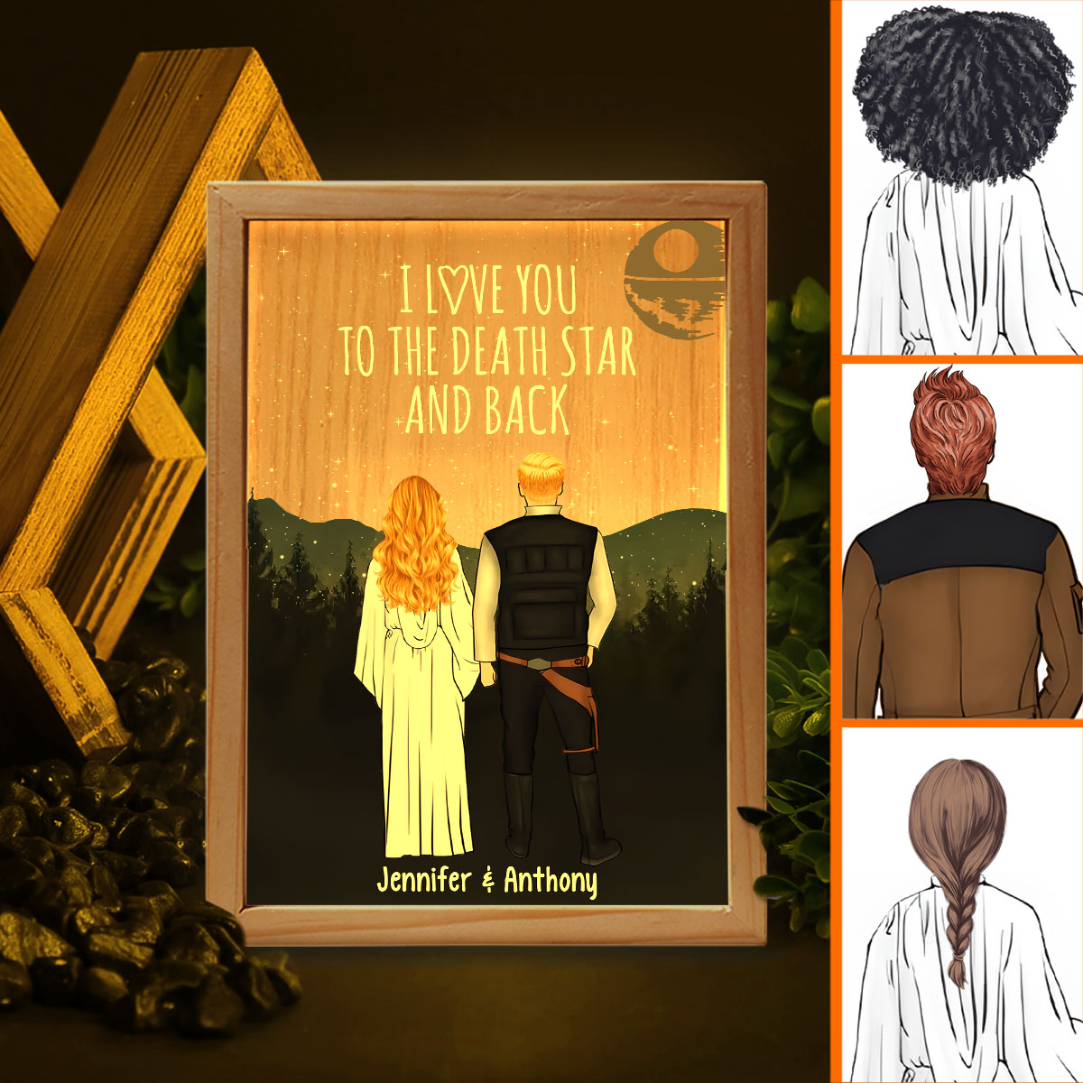 I Love You To The Death Star And Back - Personalized The Force Picture Frame Light Box