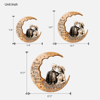 From Our First Kiss - Personalized Skull Custom Shaped Wood Sign