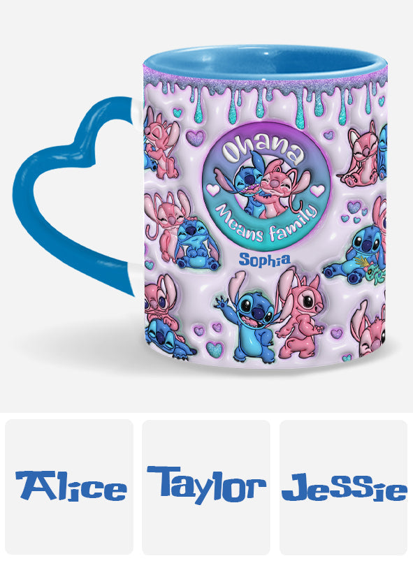 Ohana Means Family - Personalized Ohana Heart Handle Mug