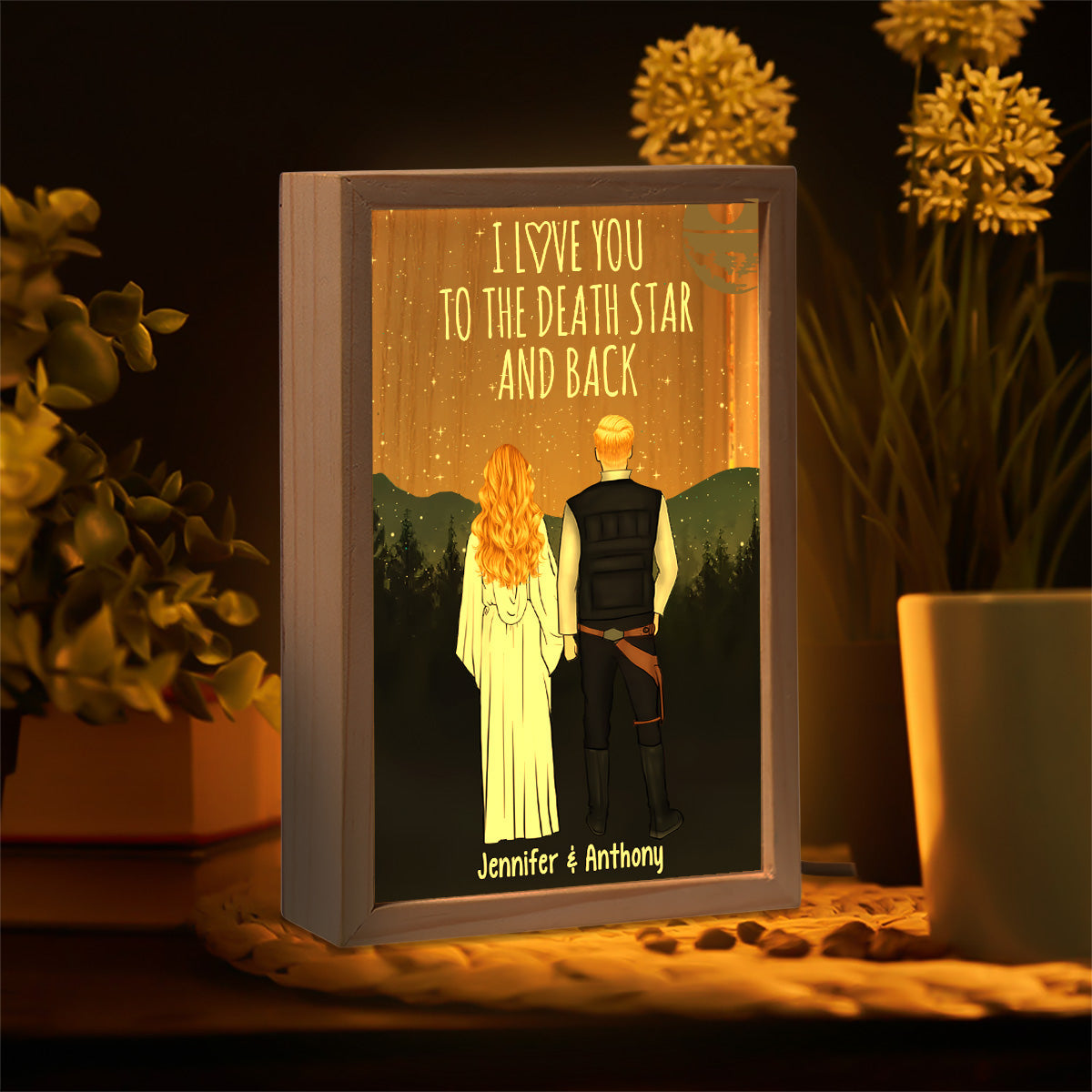 I Love You To The Death Star And Back - Personalized The Force Picture Frame Light Box
