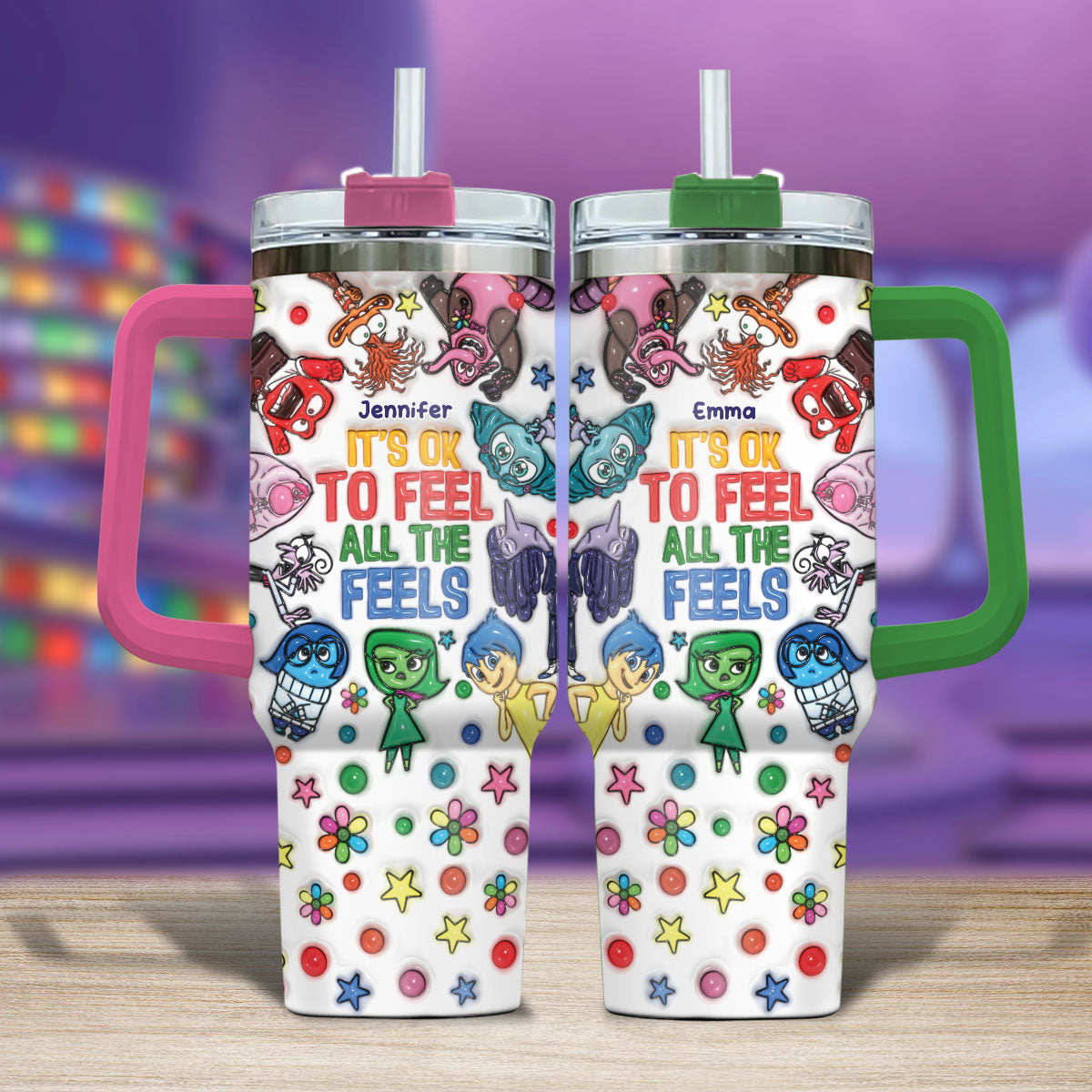 It's Ok To Feel All The Feels - Personalized Mouse Tumbler With Handle