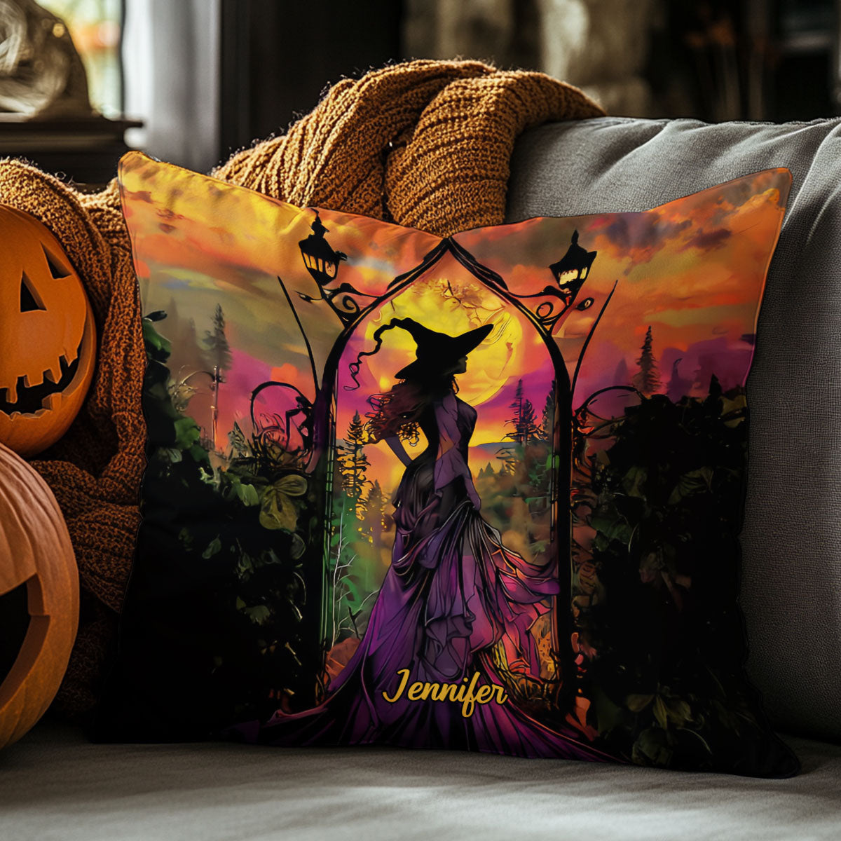 Beautiful Witch - Personalized Witch Throw Pillow