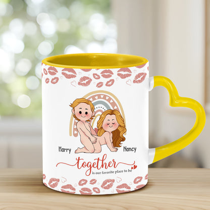 I Love You - Personalized Couple Heart Handle Mug