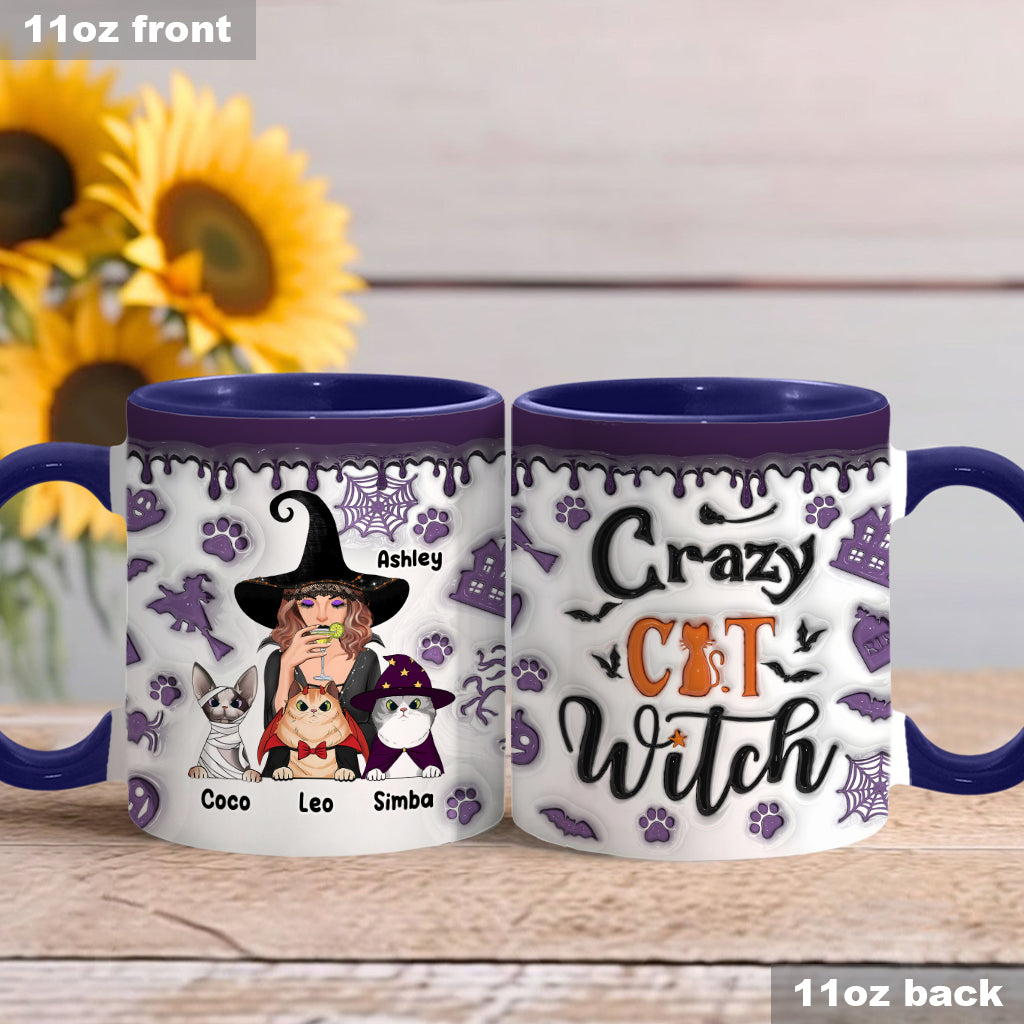 Crazy Cat Witch - Personalized Witch Accent Mug